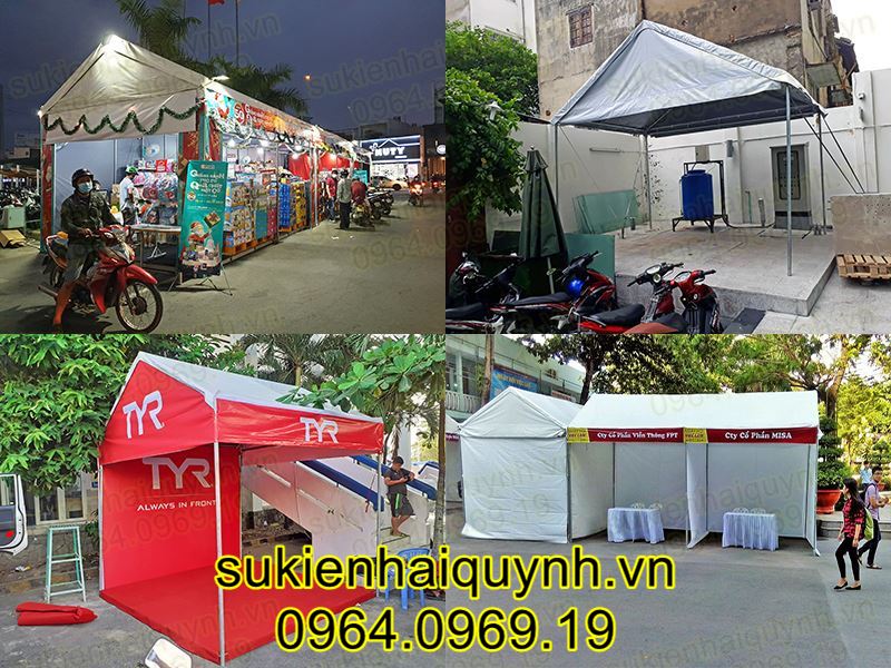chế tạo khung booth nhà bạt hội chợ triển lãm, may bạt che booth bạt che gian hàng tiêu chuẩn hội chợ